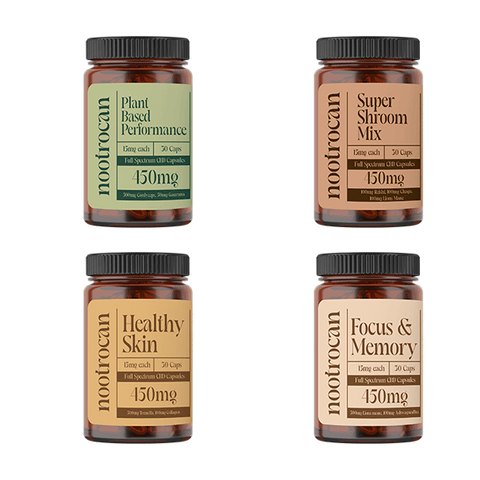 Nootrocan 450mg Full Spectrum CBD Capsules & Mushroom Oil - 30 Caps - THWC Ltd
