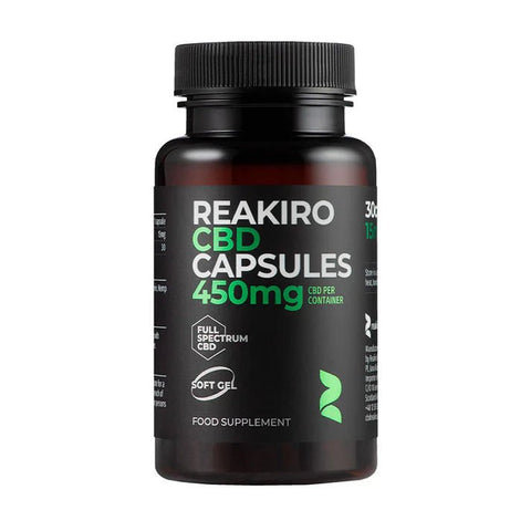 Reakiro Softgel Capsules - 450mg CBD - 30 count - 15mg Per Capsule - THWC Ltd