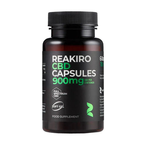 Reakiro Softgel Capsules - 900mg CBD - 60 count - 15mg Per Capsule - THWC Ltd