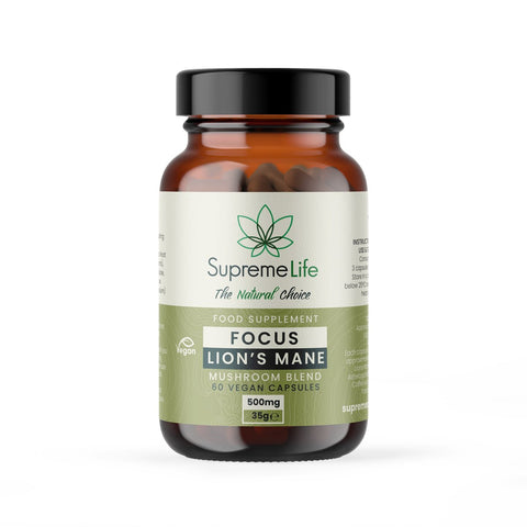 Supreme CBD Lions Mane Vegan Capsules - Focus - THWC Ltd