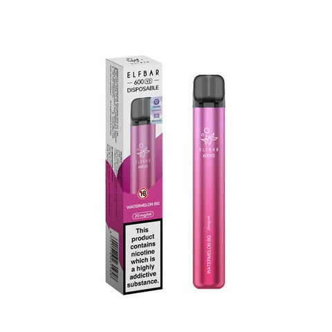 20mg ELF Bar 600 V2 Disposable Vaping Device 600 Puffs - THWC Ltd