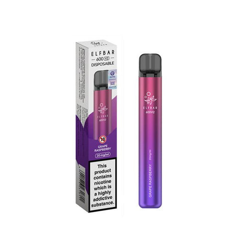 20mg ELF Bar 600 V2 Disposable Vaping Device 600 Puffs - THWC Ltd