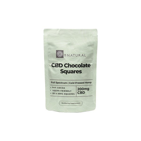 Bnatural 200mg CBD Chocolate Squares - 20 Pieces - THWC Ltd