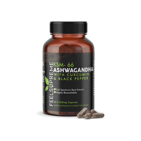 Feel Supreme 25200mg KSM66 Ashwagandha With Curcumin Capsules - 60 Caps - The Hemp Wellness Centre