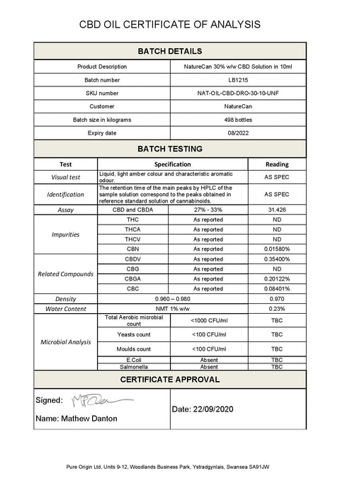 Naturecan 30% 9000mg CBD Broad Spectrum MCT Oil 30ml - The Hemp Wellness Centre