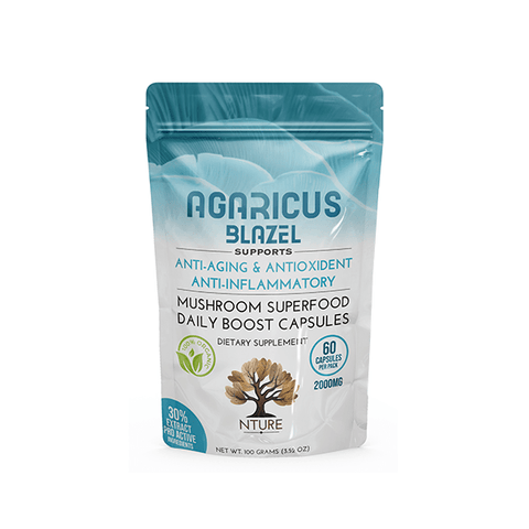 NTURE 2000mg Agaricus Blazel Mushroom Capsules - 60 Caps - THWC Ltd