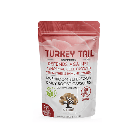 NTURE 2000mg Turkey Tail Mushroom Capsules - 60 Caps - THWC Ltd