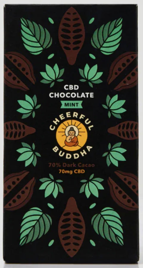 Cheerful Buddha CBD Chocolate (Mint) - 70g - 70mg CBD - THWC Ltd