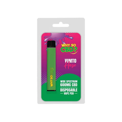 Why So CBD? 600mg Wide Spectrum CBD Disposable Vape Pen - 12 Flavours - THWC Ltd