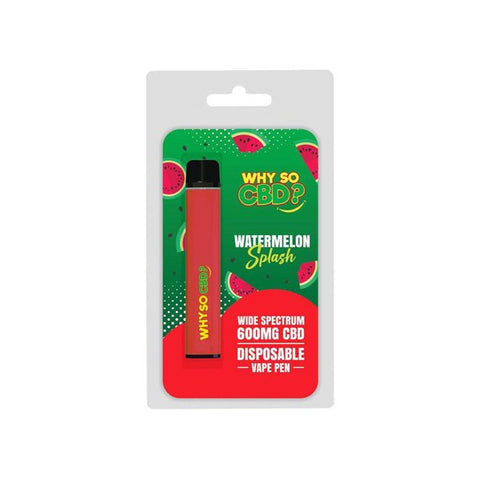 Why So CBD? 600mg Wide Spectrum CBD Disposable Vape Pen - 12 Flavours - THWC Ltd