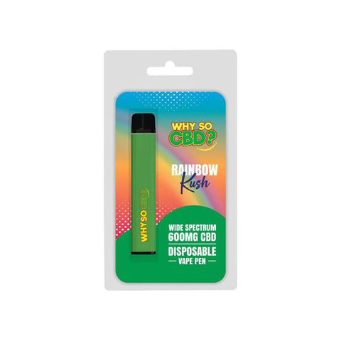Why So CBD? 600mg Wide Spectrum CBD Disposable Vape Pen - 12 Flavours - THWC Ltd