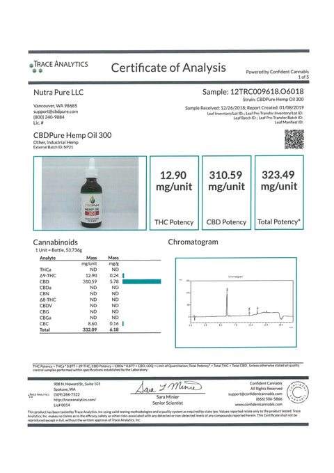 CBD Pure 300mg - 60ml - FULL SPECTRUM - THWC Ltd