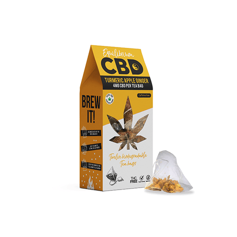Equilibrium CBD 48mg Full Spectrum Turmeric & Ginger Tea Bags Box of 12 - THWC Ltd