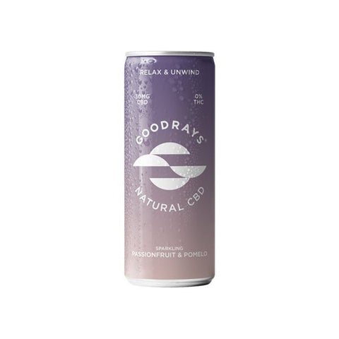 Goodrays 30mg CBD Passionfruit & Pomelo Seltzer 250ml - The Hemp Wellness Centre