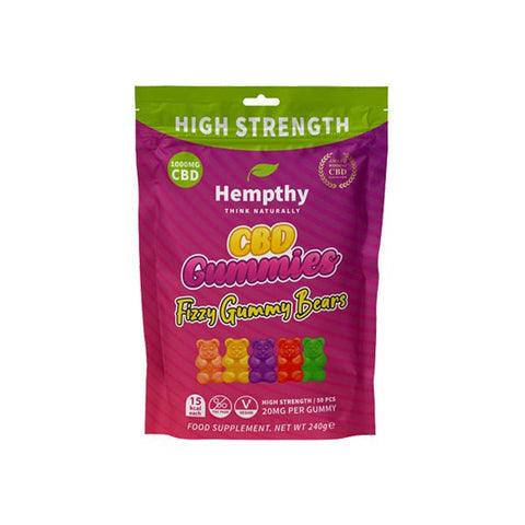 Hempthy 1000mg CBD Fizzy Gummy Bears Gummies - 50 Pieces - THWC Ltd