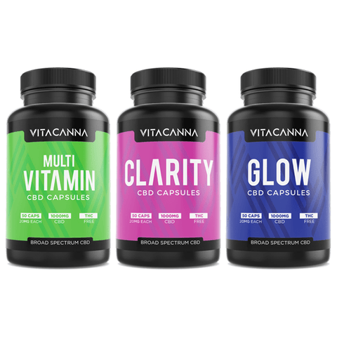Vita Canna 1000mg Broad Spectrum CBD Vegan Capsules - 50 Caps - THWC Ltd