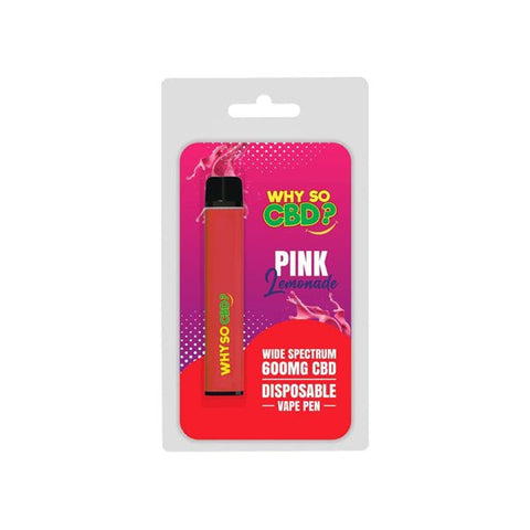 Why So CBD? 600mg Wide Spectrum CBD Disposable Vape Pen - 12 Flavours - The Hemp Wellness Centre